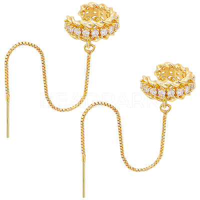 2Pcs Brass Micro Pave Clear Cubic Zirconia Cuff Earrings EJEW-UN0002-87-1