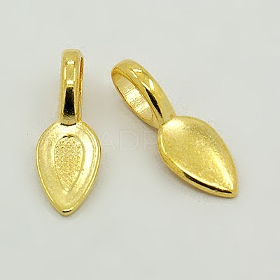 Tibetan Style Alloy Glue-on Flat Pad Bails X-TIBEP-AB3348Y-G-NF-1