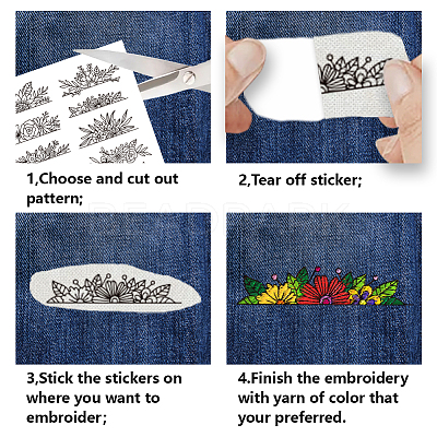 4 Sheets 11.6x8.2 Inch Stick and Stitch Embroidery Patterns DIY-WH0455-040-1