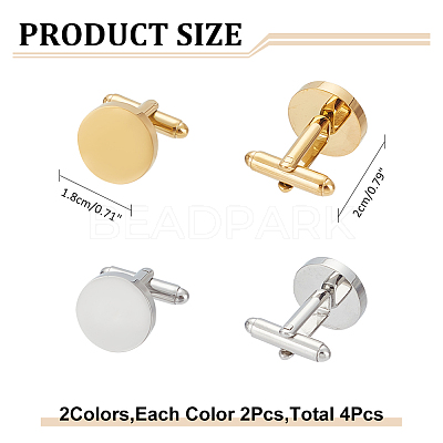 4Pcs 2 Colors Stainless Steel Cuff Button STAS-WR0001-03-1