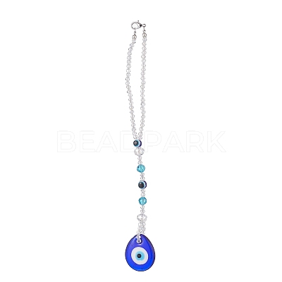 Teardrop with Evil Eye  Pendant Decoration HJEW-JM01018-1