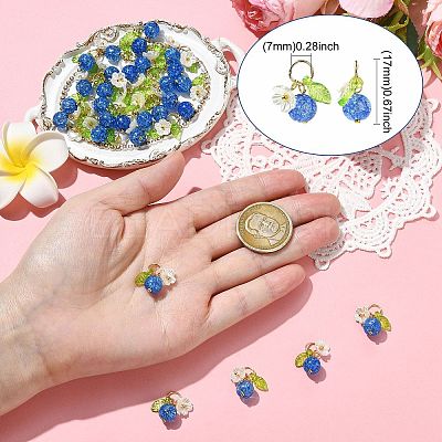 50Pcs Glass & ABS Plastic Imitation Pearl Flower Pendants PALLOY-CJ00185-1