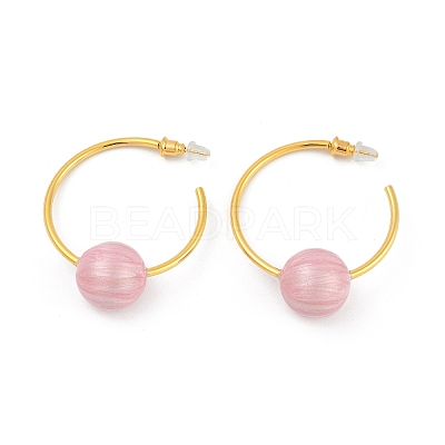 Round Brass Enamel Hoop Earrings for Women EJEW-Q391-35G-02-1