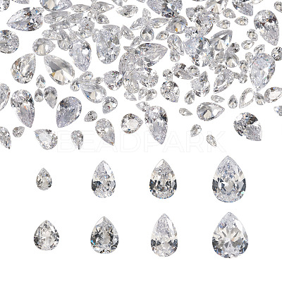 315Pcs 8 Style Teardrop-Shaped Cubic Zirconia Cabochons ZIRC-YS0001-02-1