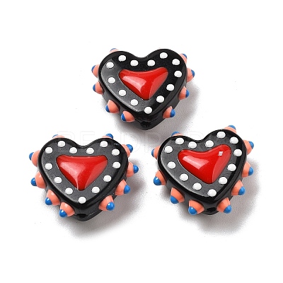 Baking Paint Glass Bumpy Beads Heart LAMP-V001-07F-1