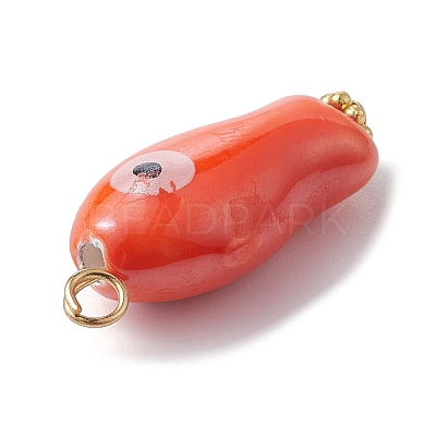 Evil Eye Fish Shaped Glazed Porcelain Pendants PALLOY-JF02166-1