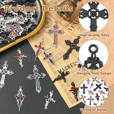 48Pcs 12 Styles Tibetan Style Alloy Pendants FIND-CJ0005-16-1