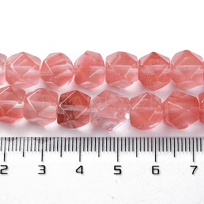 Cherry Quartz Glass Star Cut Round Beads Strands G-M418-C11-01-1