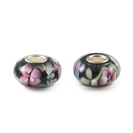 Lampwork & Brass Core European Beads LAMP-P019-01P-09-1