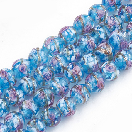 Handmade Gold Sand Lampwork Beads LAMP-T006-10E-1