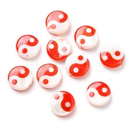 Printed Natural Freshwater Shell Beads SHEL-R129-07A-02-1