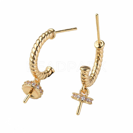 Brass Pave Clear Cubic Zirconia Stud Earring Findings KK-N233-389-1