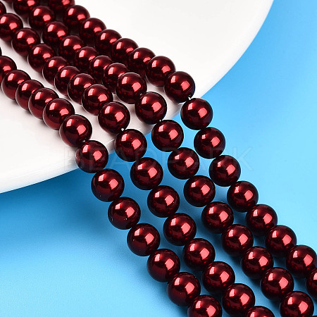 Baking Paint Pearlized Glass Pearl Bead Strands HY-N002-8mm-A13-1