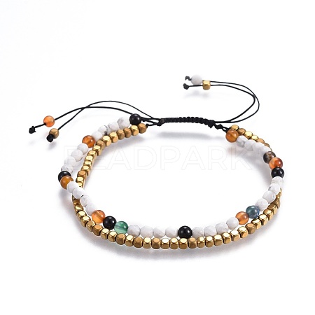 Natural Howlite Beads Multi-Strand Bracelets BJEW-JB04120-03-1