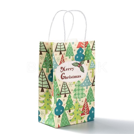 Christmas Theme Kraft Paper Gift Bags CARB-L009-A06-1