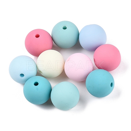 Rubberized Style Imitated Silicone Acrylic Beads MACR-T048-01A-13-1