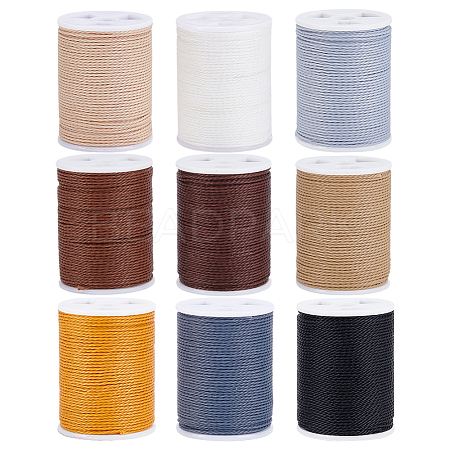 9 Colors Round Waxed Polyester Cord YC-PH0002-50B-1