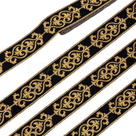 Ethnic Style Floral Pattern Embroidery Polyester Ribbons OCOR-WH0104-44C-1