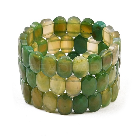 Dyed & Heated Natural Agate Oval Beaded Stretch Bracelet G-E010-01-27-1