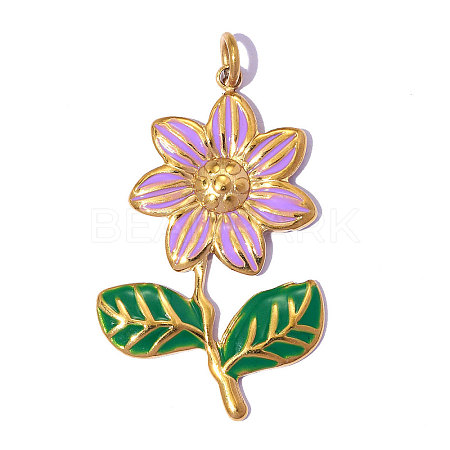 304 Stainless Steel with Enamel Pendants SA-OY002-53G-02-1