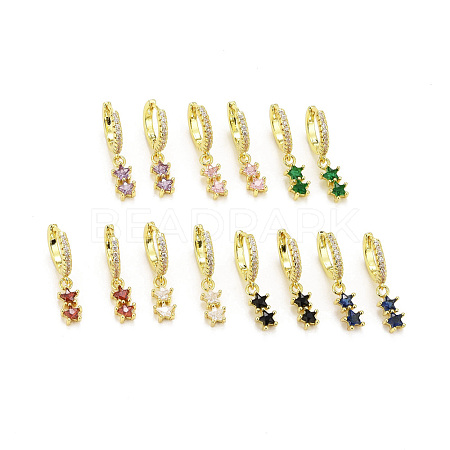 Rack Plating Brass Micro Pave Cubic Zirconia Huggie Hoop Earrings EJEW-F278-12-G-1