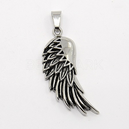 Retro Men's 201 Stainless Steel Big Single Wing Big Pendants STAS-O044-115-1