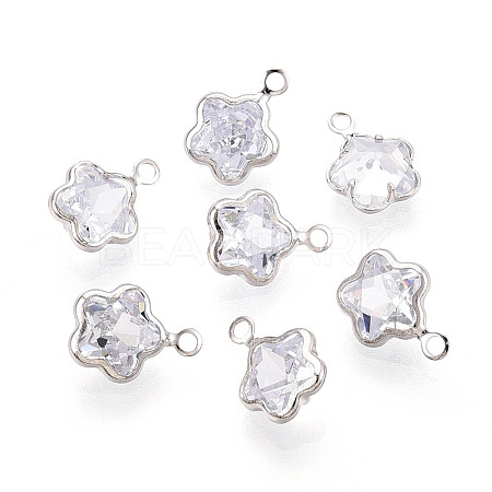 Brass Pave Clear Cubic Zirconia Pendants ZIRC-T017-02P-1