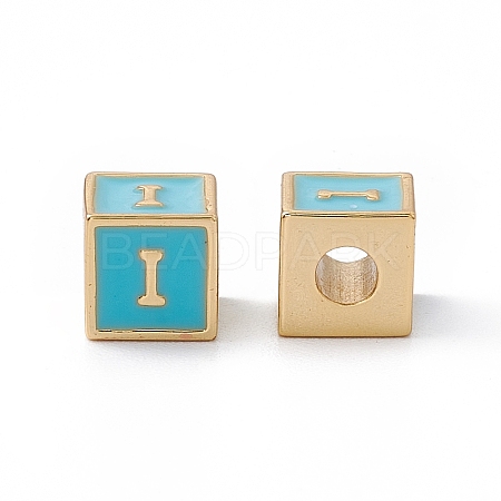Rack Plating Brass Enamel Beads KK-B060-04G-06I-1