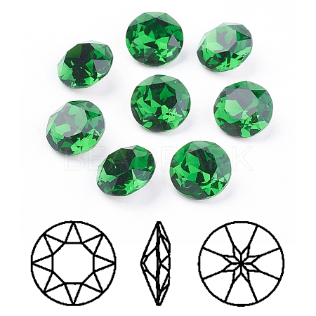 Pointed Back & Back Plated Glass Rhinestone Cabochons RGLA-J012-8mm-291-1