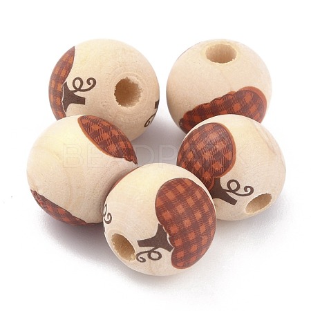 Autumn Theme Natural Wooden Beads WOOD-O005-03B-1