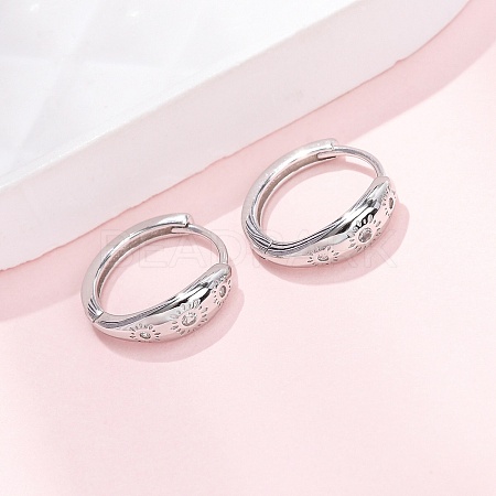 Fireworks 925 Sterling Silver Micro Pave Clear Cubic Zirconia Hoop Earrings EJEW-K317-02P-1
