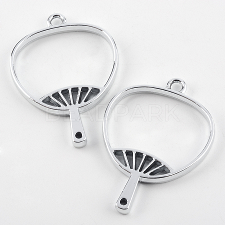 Rack Plating Alloy Fan Open Back Bezel Pendants X-PALLOY-S047-18D-FF-1