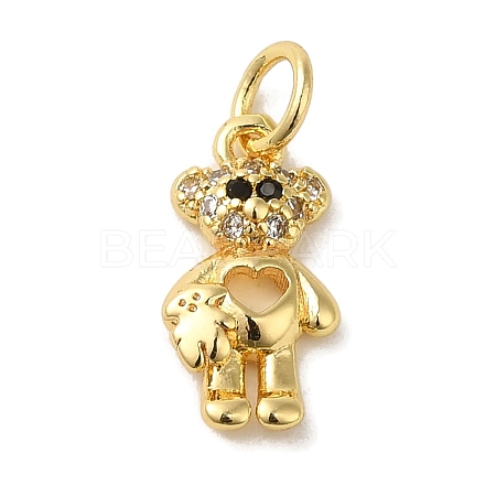 Brass Micro Pave Clear Cubic Zirconia Pendants KK-R162-004F-G-1