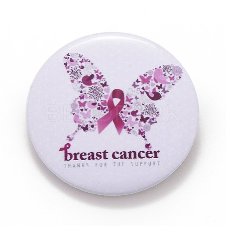 Breast Cancer Awareness Month Tinplate Brooch Pin JEWB-G016-01P-03-1