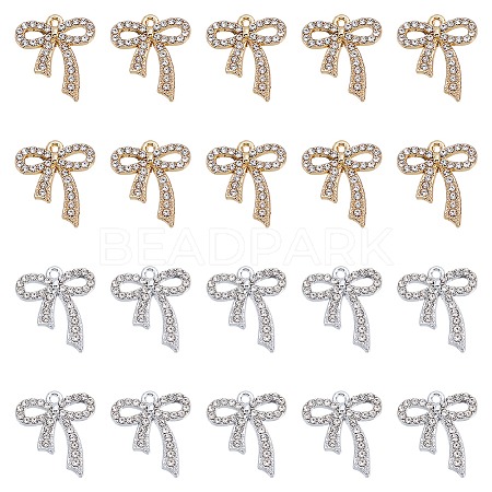 40Pcs 2 Coloes Alloy Rhinestone Pendants FIND-UN0007-55-1