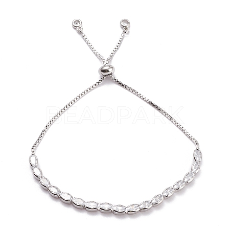 Cubic Zirconia Oval Tennis Bracelet for Men Women Gift BJEW-F417-05P-RS-1