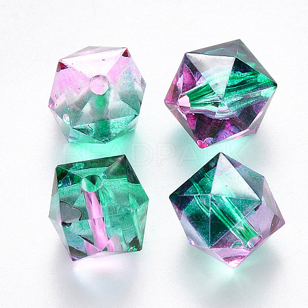 Two Tone Transparent Spray Painted Acrylic Beads ACRP-T005-26Q-1