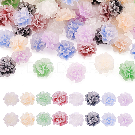 50pcs 5 colors Frosted Resin Flower Cabochons CRES-TA0001-27-1