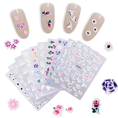 Fashewelry 10 Sheets 10 Patterns 5D Nail Art Stickers Anaglyph Decals MRMJ-FW0001-03-1