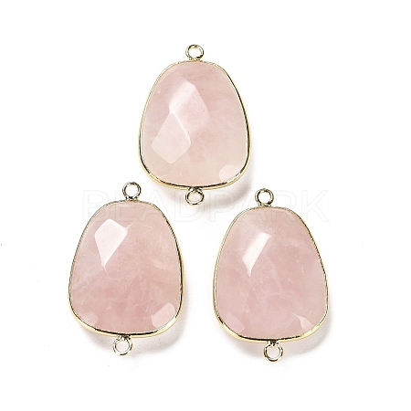 Natural Rose Quartz Faceted Connector Charms G-F763-02G-06-1