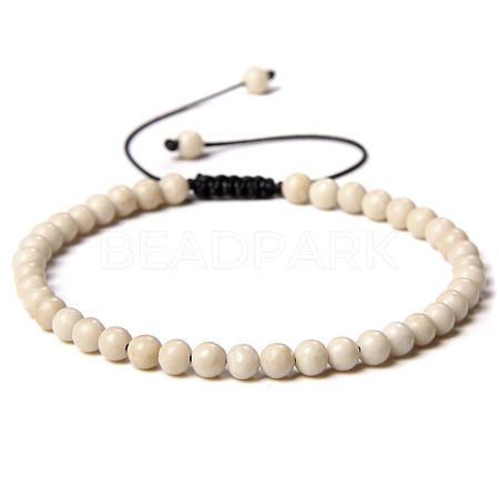 Adjustable Women's White Jade Beaded Bracelet CN3407-6-1