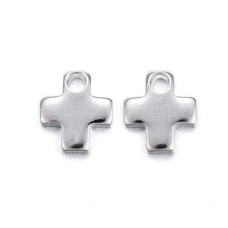 201 Stainless Steel Stamping Blank Tag Tiny Cross Charms STAS-Q072-S-1