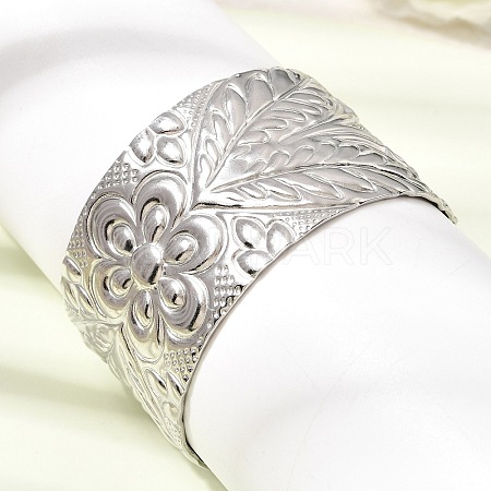 35MM 304 Stainless Steel Textured Flower Wide Cuff Bangles for Women SA-CBAB767-33P-1