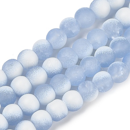 Frosted Crackle Glass Beads Strands GLAA-U001-8mm-M14-1