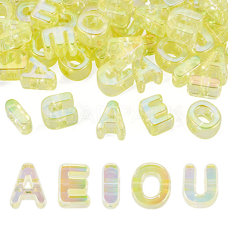 50Pcs 5 Styles UV Plating Rainbow Iridescent Acrylic Beads OACR-TA0004-67B-1