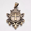 304 Stainless Steel Big Badge Pendants STAS-K171-28AB-1