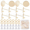 CREATCABIN 30Pcs Drawbench Flat Round Brass Stud Earring Findings KK-CN0002-37-1