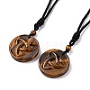 Adjustable Natural Mixed Gemstone Sailor's Knot Pendant Necklace with Nylon Cord for Women NJEW-L171-02-2