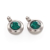 Trendy Original Color 304 Stainless Steel Faceted Grade A Rhinestone Flat Round Charms Pendants RB-N030-01L-1