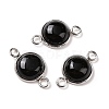 Natural Black Agate Connector Charms LS-G-D059-01C-02-1